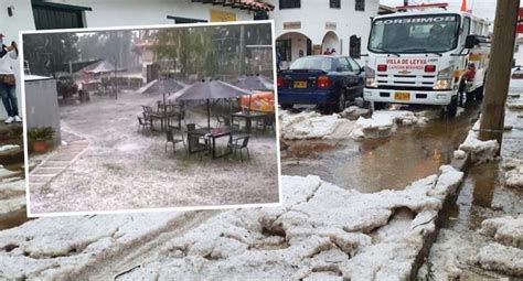 Fotos y videos de fuerte granizada que cayó en Villa de Leyva Boyacá