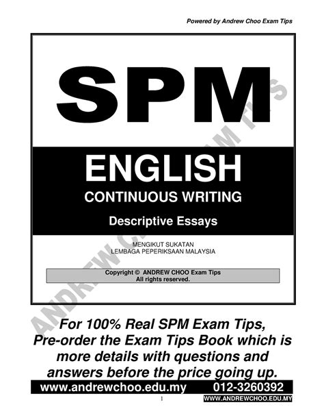 Spm English Descriptive Essays 1 English Continuous Writing Descriptive Essays Mengikut