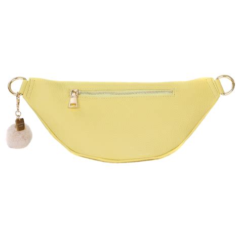 Bum Bag Leather Crossbody Bag In Sherbet Lemon Pom Pom London