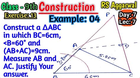 Construct A Triangle Abc In Which Bc Is Equal To Cm Angle B Is Equal