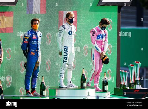 Podium SAINZ Carlos Spa McLaren Renault F1 MCL35 GASLY Pierre Fra