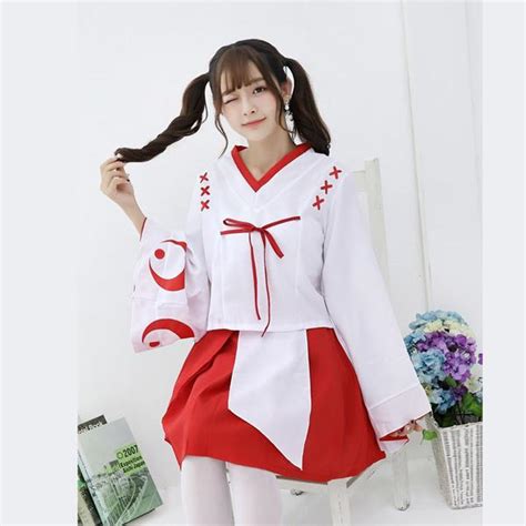 Anime Inuyasha Kikyo Miko Deluxe Kimono Japanese Witch Cosplay Costume