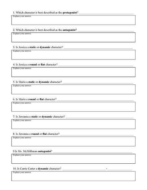 Character Types Worksheet 1