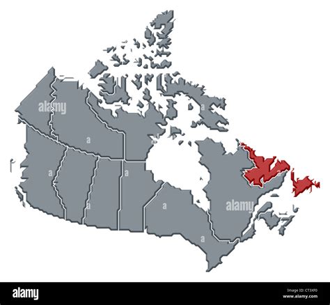 Political Map Of Canada With The Several Provinces Where Newfoundland And Labrador Is