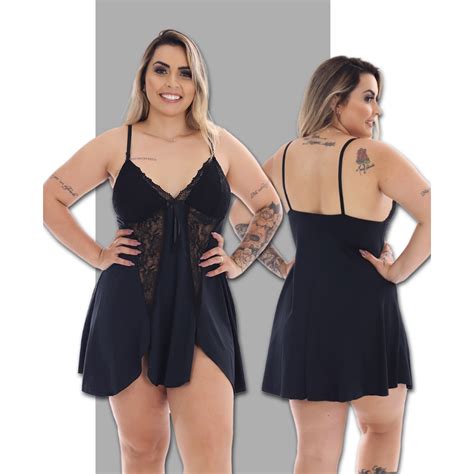 Camisola Plus Size Bia Renda Sexy Sensual Sem Bojo Do M Ao