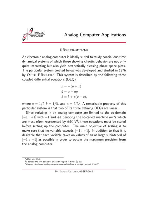 (PDF) Analog Computer Applications