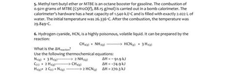 Solved Methyl Tert Butyl Ether Or Mtbe Is An Octane Chegg