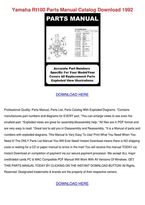 Yamaha Rt100 Parts Manual Catalog Download 19 by LeoKirk - Issuu