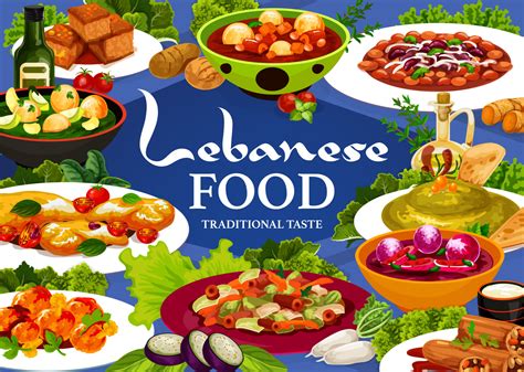 Lebanese food menu cover with Arab cuisine dishes 23837281 Vector Art ...