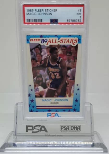 1989 AUTOCOLLANT FLEER Magic Johnson All Stars 5 Psa 7 Nm Lakers Carte