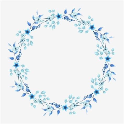 Watercolor Floral Wreath Png Image Watercolor Round Style Blue Floral