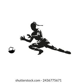 Female Soccer Goalkeeper Catches Ball Woman Stock Vector Royalty Free