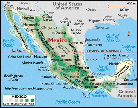 Mapa de México Fisico Ciudad