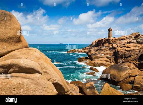 Mean Ruz lighthouse giant rocks at the Côte de Granit Rose Pink