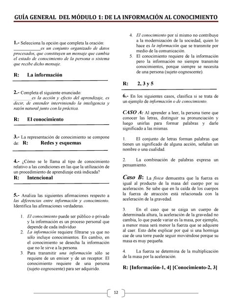 Modulo 1 De la informacion al conocimiento 1 Selecciona la opción