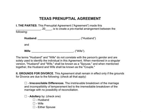 Texas Prenuptial Agreement Etsy