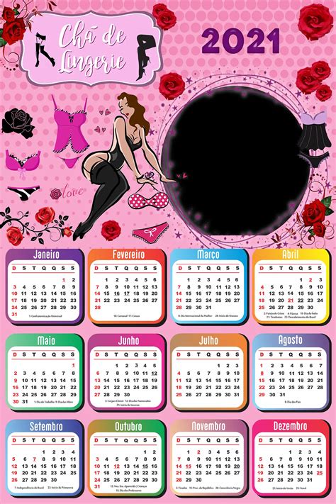 Calendário 2021 Chá De Lingerie Moldura Png Imagem Legal