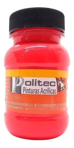 Pintura Politec Acrilica 100ml Fluorescente 800 1 Pieza Color Rojo