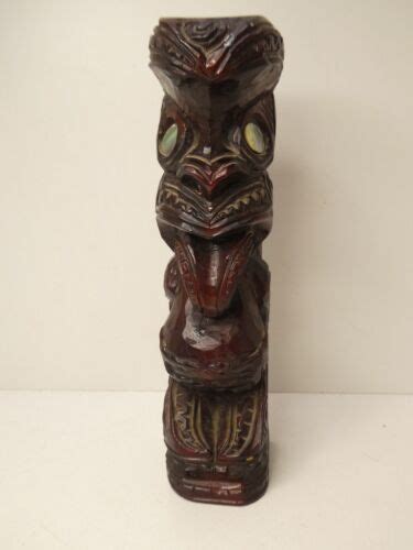 VINTAGE RESIN TEKO TEKO TIKI STATUE NEW ZEALAND MAORI PAUA SHELL EBay