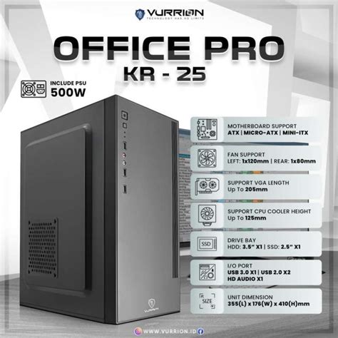 Jual Casing Komputer Vurrion Office Pro Kr 25 Include Psu 500 Watt Di