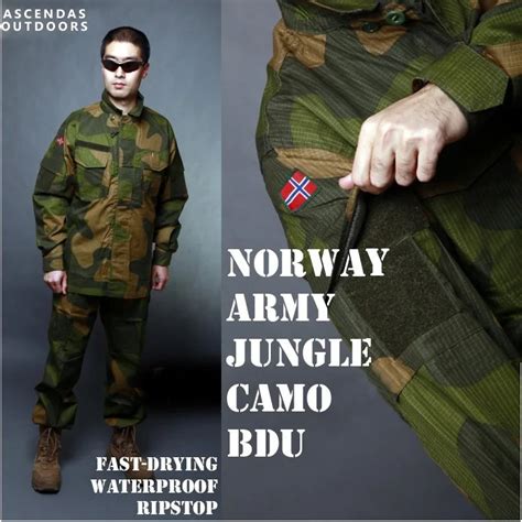 Norway Army Woodland Camouflage Military Uniform Ripstop Waterproof CS BDU Paintball Suit ...