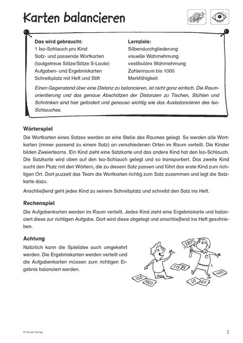 Grundschule Unterrichtsmaterial Diagnostik und Förderung Vestibuläre