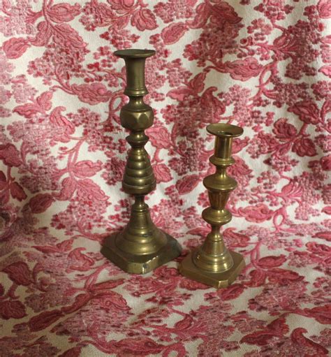 Pair Of Large Antique Brass Candlesticks Decorative Candle Holders Ebay