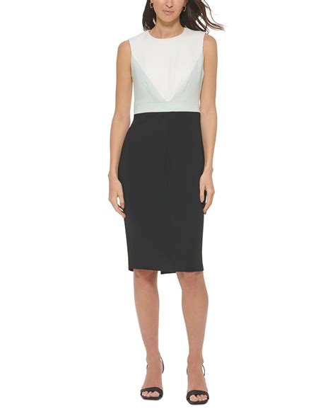 Calvin Klein Womens Colorblocked Sheath Dress Macys