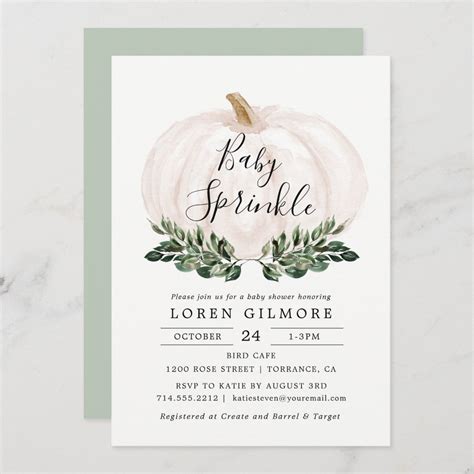 Baby Sprinkle Fall Greenery Pumpkin Baby Shower Invitation Zazzle