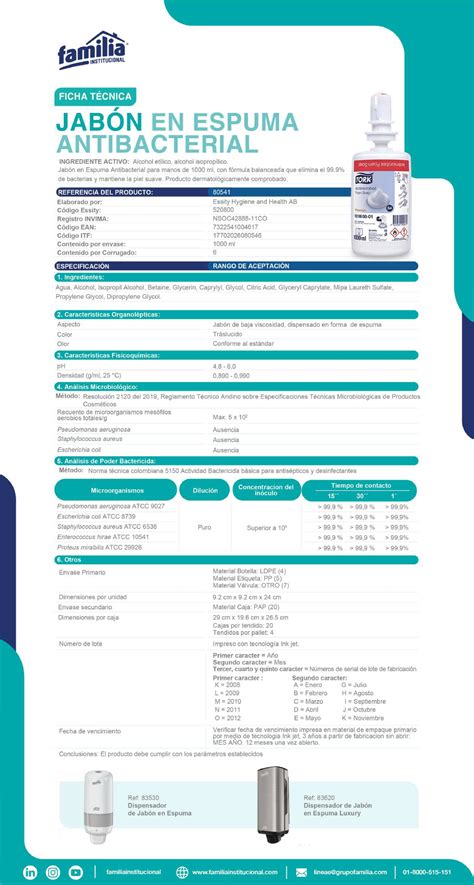 Hoja De Seguridad Jabon Espuma Tork Familia Ficha De Datos De