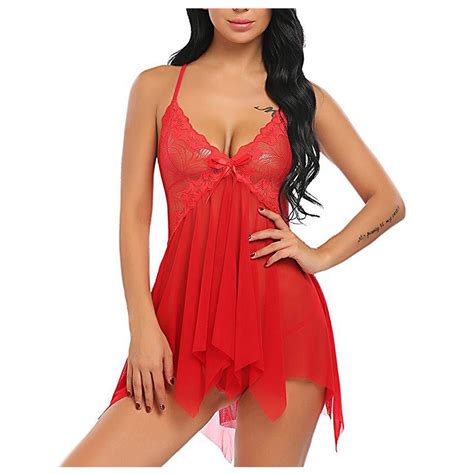 Yanhoo Lingerie Sets For Women Sexy Deep V Neck Lace Lingerie Dress