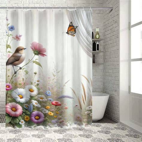 Shangniulu Shower Curtain With Hooks Fun Bird Room Curtain For Bathroom