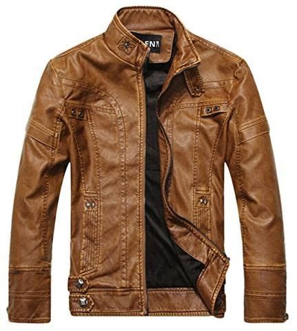 Chouyatou Men S Vintage Stand Collar Leather Jacket