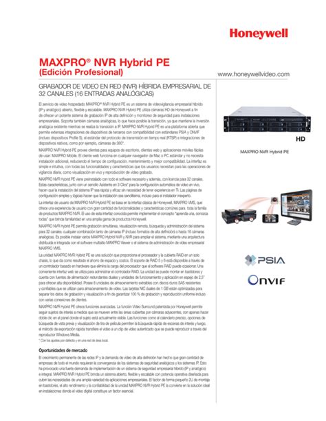 MAXPRO NVR Hybrid PE Honeywell Video Systems