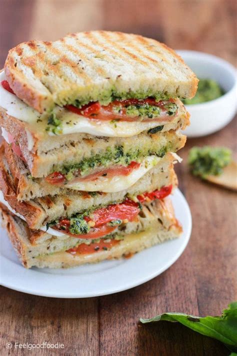 Homemade Grilled Mozzarella Sandwich With Walnut Pesto And Tomato That S Easy To Assemble And