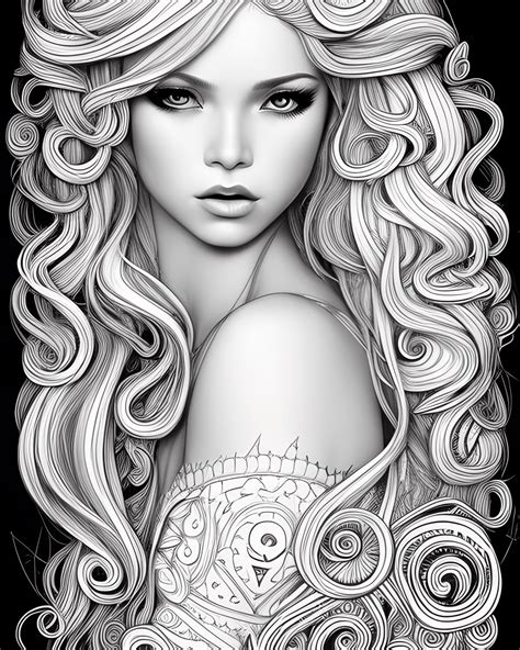 Mixed Race Goddess Coloring Page · Creative Fabrica