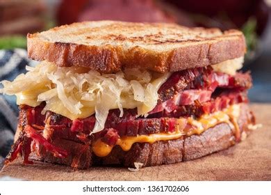 Reuben Sandwich Corned Beef Cheese Sauerkraut Stock Photo 1361702606 ...