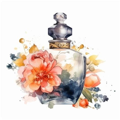 Premium Photo Watercolor Perfume With Flowers Illustration AI