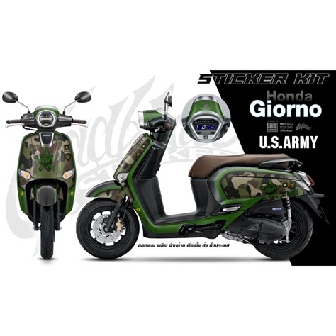 สติ๊กเกอร์แต่งลายรถ Honda Giorno 2021 2024 ลาย Army Shopee Thailand