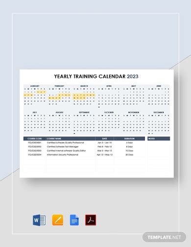 Training Calendar 15 Examples Format How To Organize Pdf