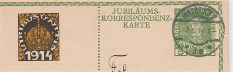 Jubiläums Korrespondenzkarte 1914 5 Heller viribus unitis Ganzsache