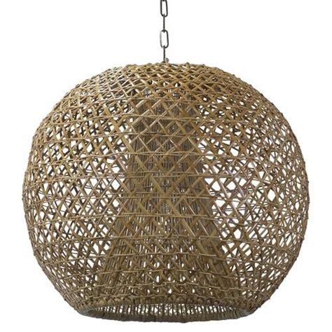 Palecek Grenada Coastal Beach Brown Woven Rattan Wicker Hanging Sphere