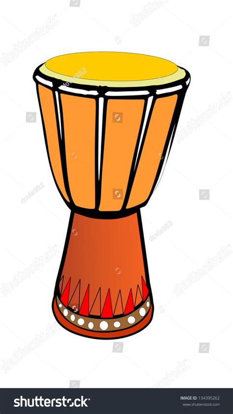 African Wooden Djembe Drum Illustration Isolated Stock Vector 134395262