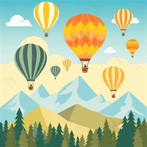 Premium Ai Image A Group Of Hot Air Balloons Flying Over A Mountain