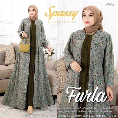 Jual Gamis Furla Dress Maxi Ceruty X Shakilla Motif Bunga 2in1 New