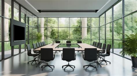 Premium Photo | Modern Conference Room With Large Table and Chairs