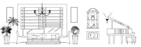 The Living Room Furnitures Cad Drawing Cadbull