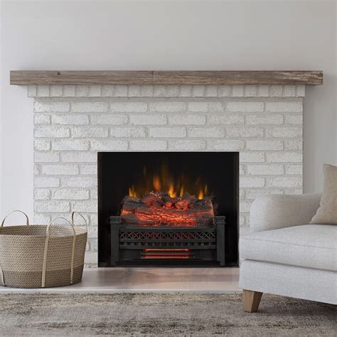 Style Selections 207 In W 5200 Btu Black Electric Fireplace Logs With Heater And Thermostat