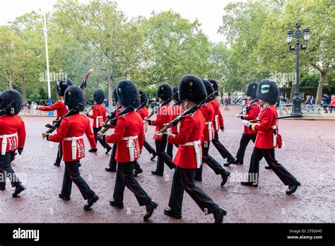 Household Cavalry Kings Guard Marches On The Mall At Changing Of The