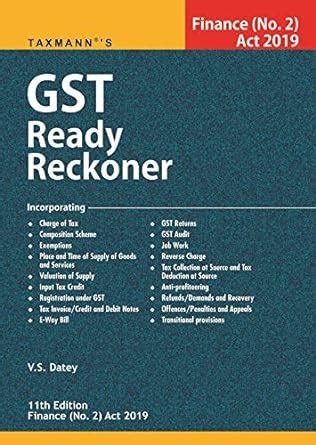 Buy GST Ready Reckoner Finance No 2 Act 2019 11th Edition 2019